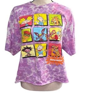 Nickelodeon 90s nick cartoon tie dye crop T-shirt